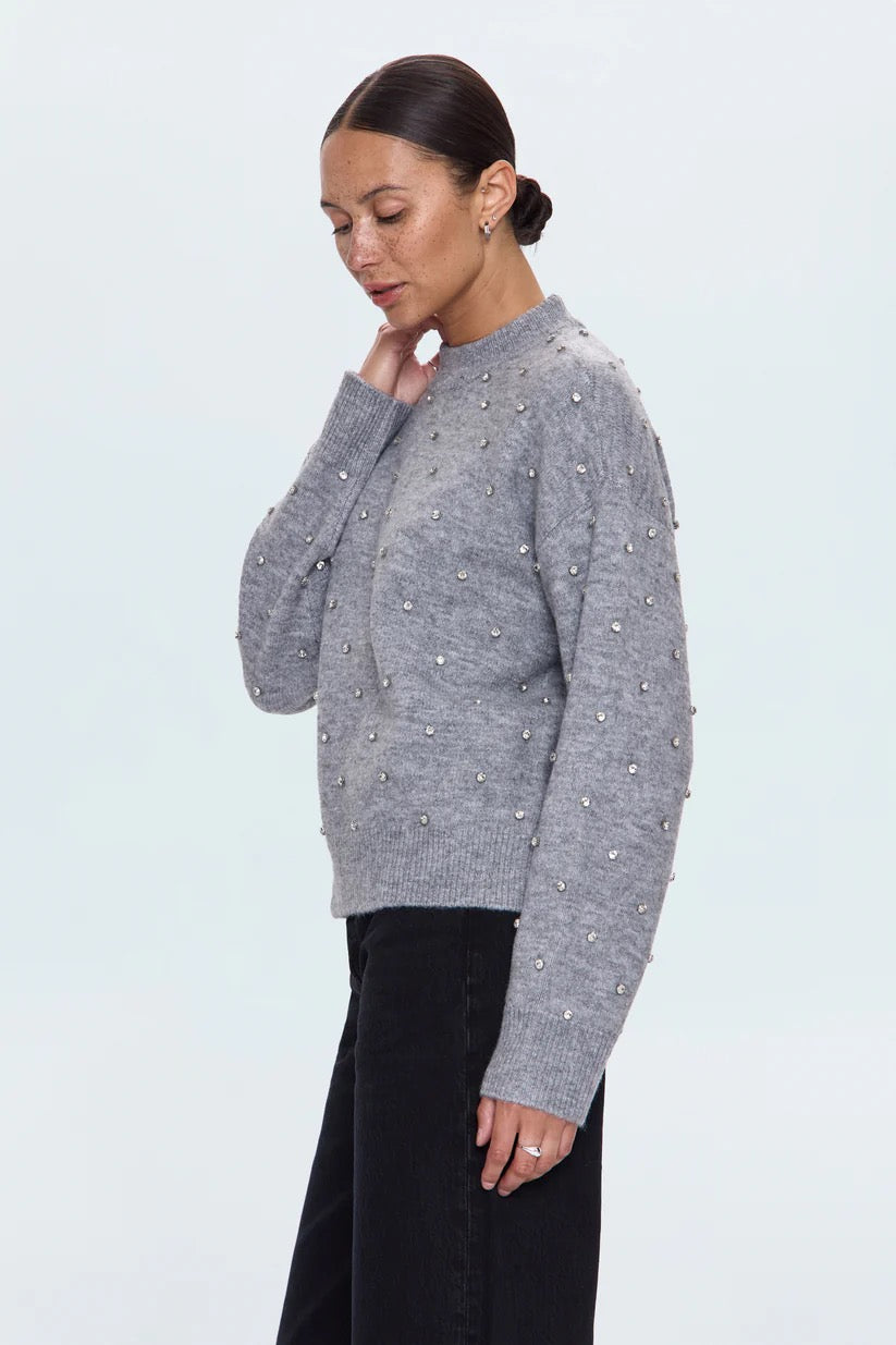Pistola Aura Relaxed Crew Neck Sweater - CHARCOAL DIAMONTE