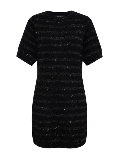 Sanctuary Shine T Shirt Sweater Dress - BLACK/BLACK SHINE