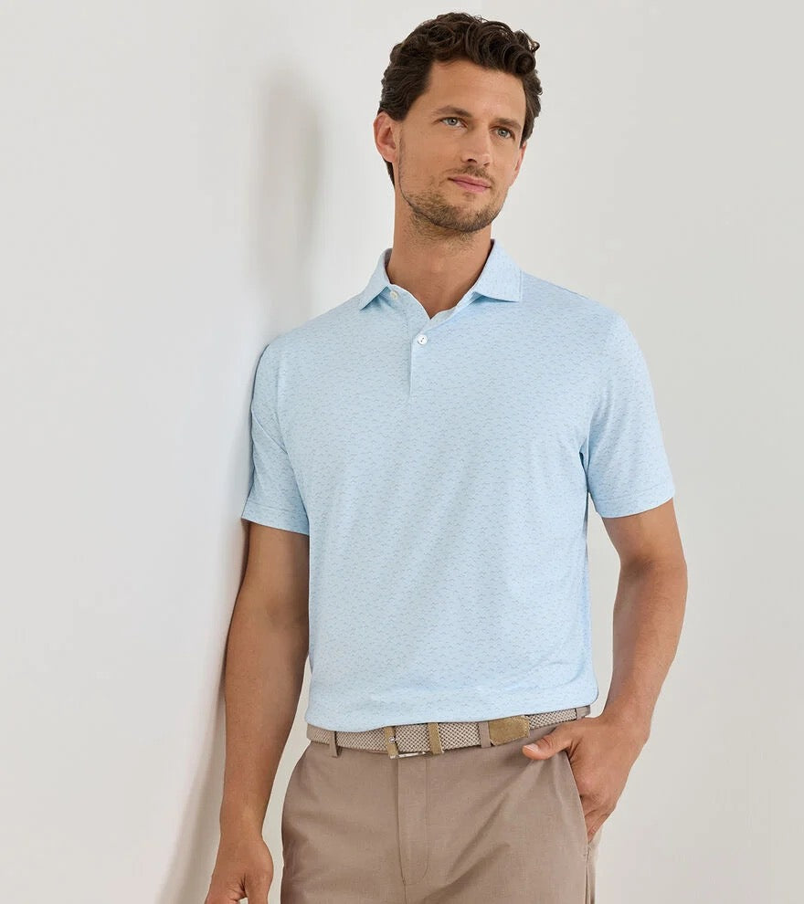 Peter Millar Crown Crafted Soprano Waves Performance Jersey Polo - BLUE BRISK
