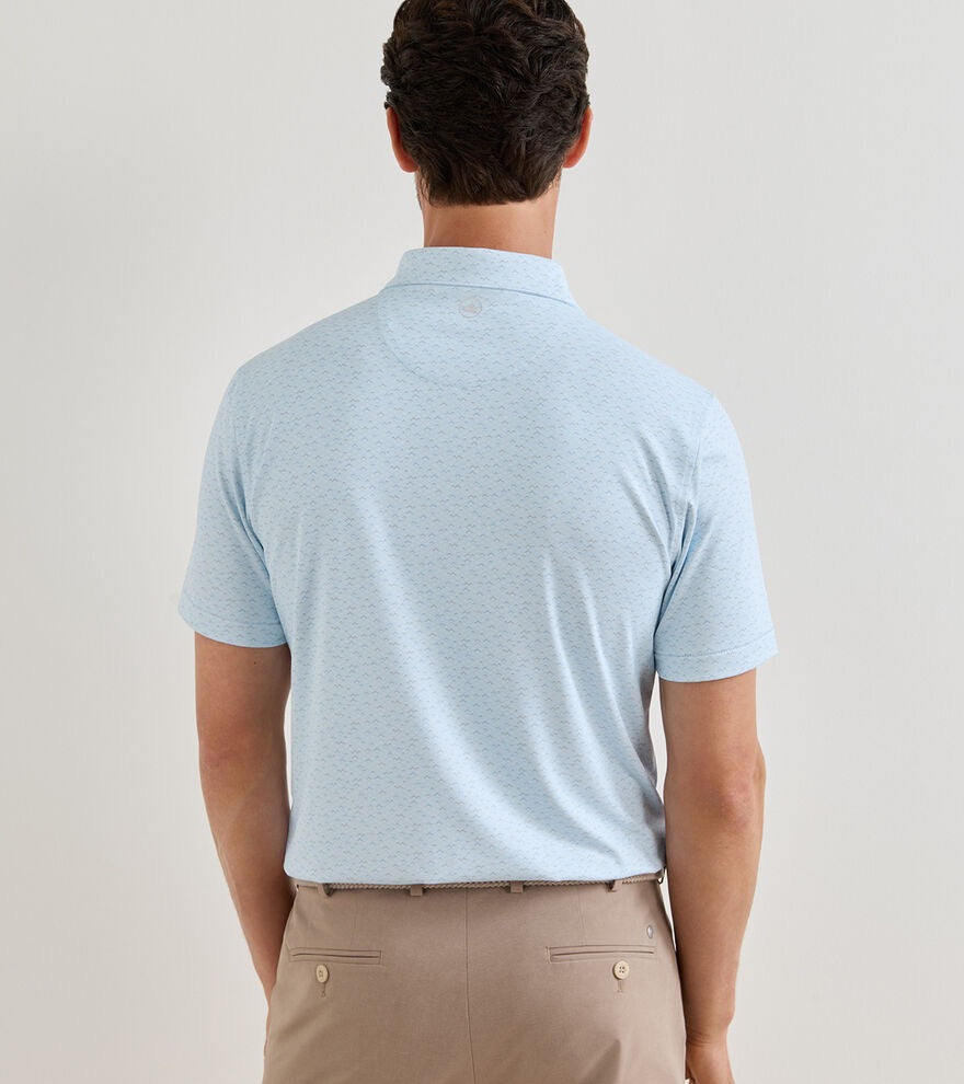 Peter Millar Crown Crafted Soprano Waves Performance Jersey Polo - BLUE BRISK