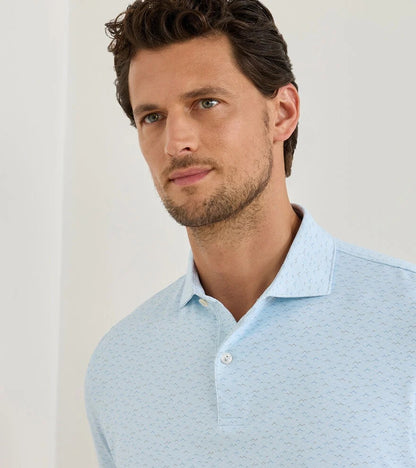 Peter Millar Crown Crafted Soprano Waves Performance Jersey Polo - BLUE BRISK