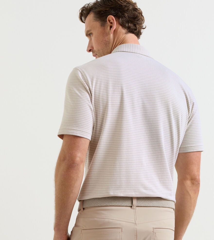 Peter Millar Albatross Stripe Cotton-Blend Pique Polo - SUMMER DUNES