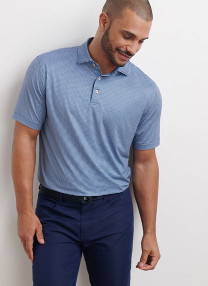 Peter Millar Gingham Performance Jersey Polo - BLUE HAZE