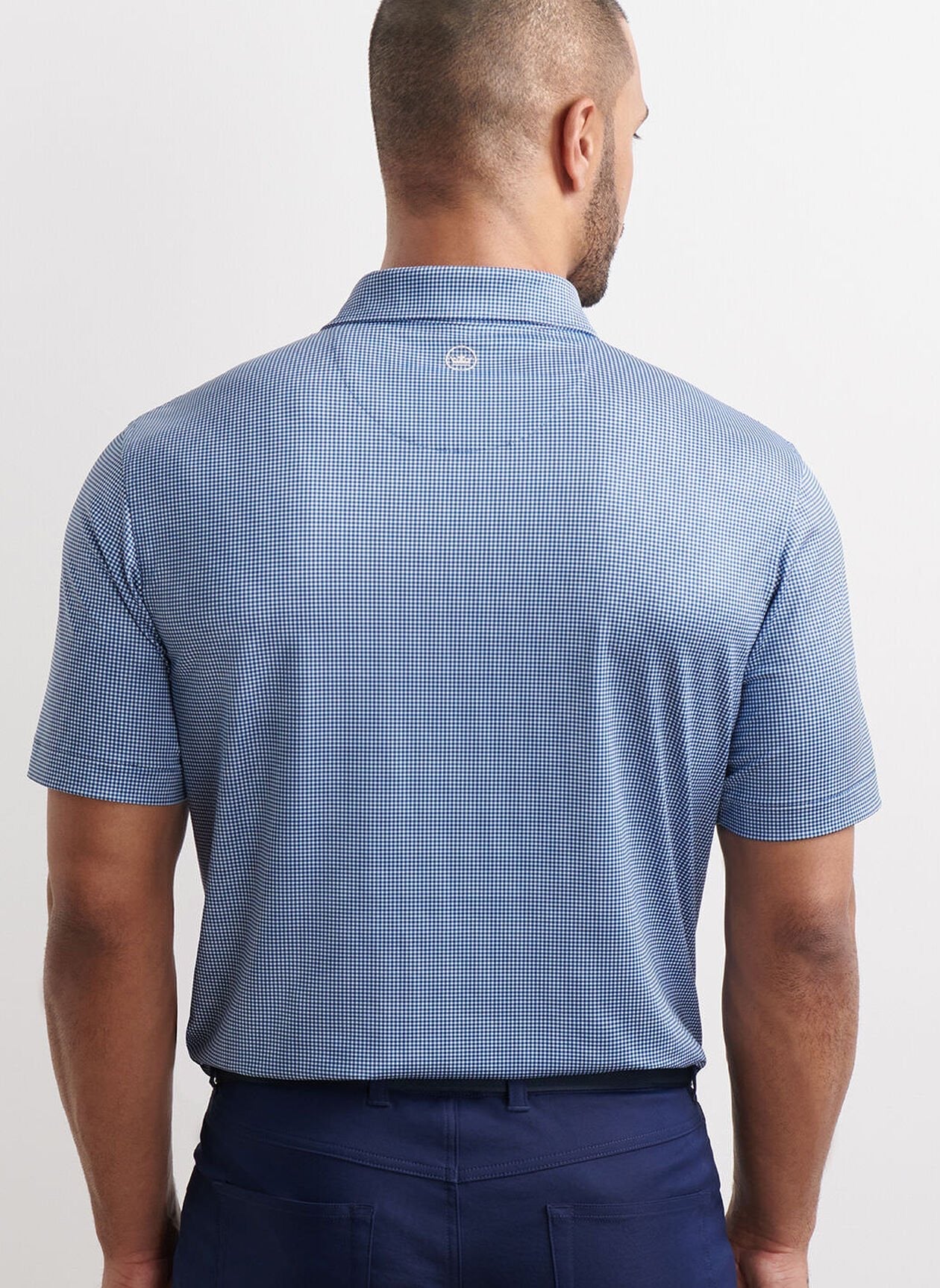 Peter Millar Gingham Performance Jersey Polo - BLUE HAZE