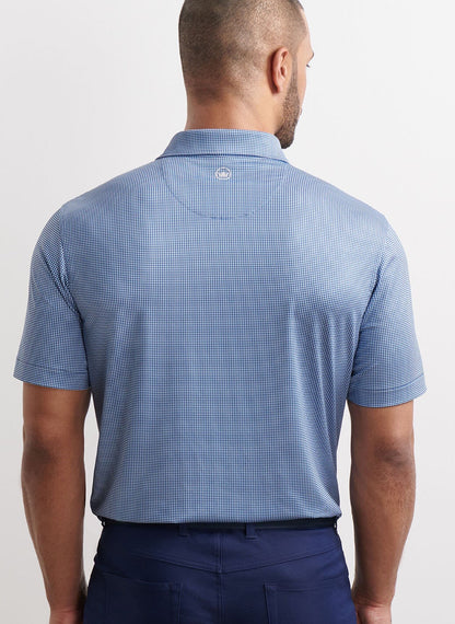 Peter Millar Gingham Performance Jersey Polo - BLUE HAZE