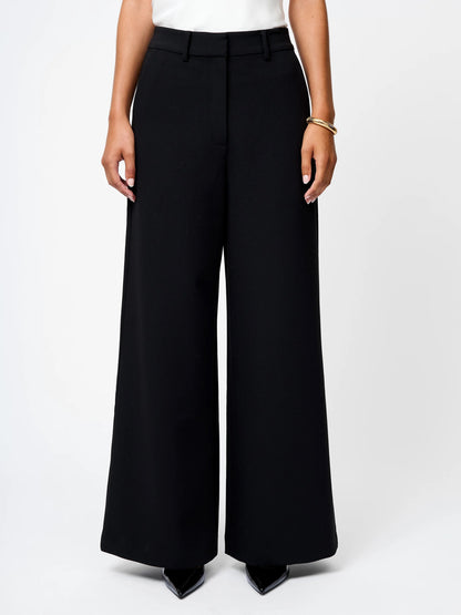 French Connection Azra Twill Wide Leg Pants - BLACK