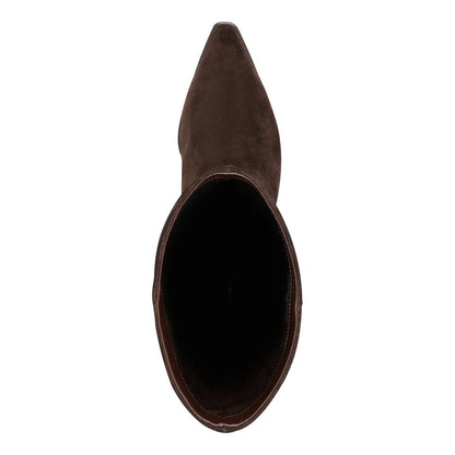 Marc Fisher Tarrie Block Heel Boot - DARK BROWN SUEDE