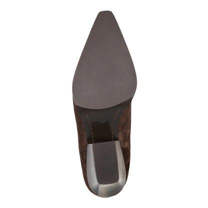 Marc Fisher Tarrie Block Heel Boot - DARK BROWN SUEDE