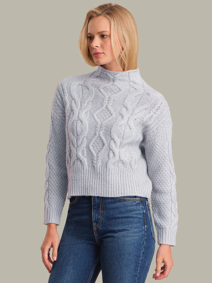 525 Grace Cable Funnel Neck Pullover - ARCTIC ICE