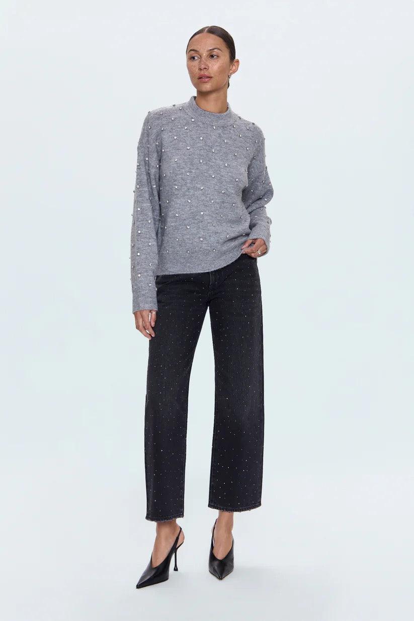 Pistola Aura Relaxed Crew Neck Sweater - CHARCOAL DIAMONTE