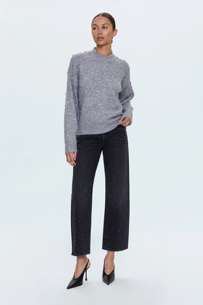 Pistola Aura Relaxed Crew Neck Sweater - CHARCOAL DIAMONTE