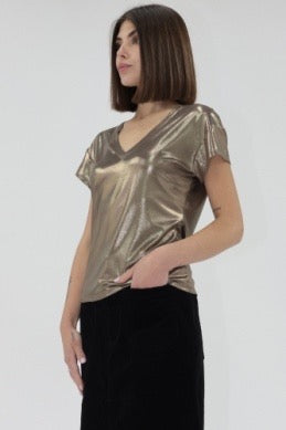 Another Love Lumi Knit Top - METALLIC GOLD