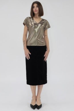 Another Love Lumi Knit Top - METALLIC GOLD