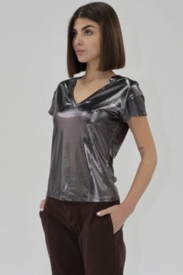 Another Love Lumi Knit Top - METALLIC BLACK