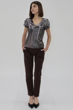 Another Love Lumi Knit Top - METALLIC BLACK