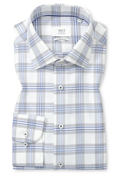 ETERNA Premium Plaid Modern Fit Twill - BLUE
