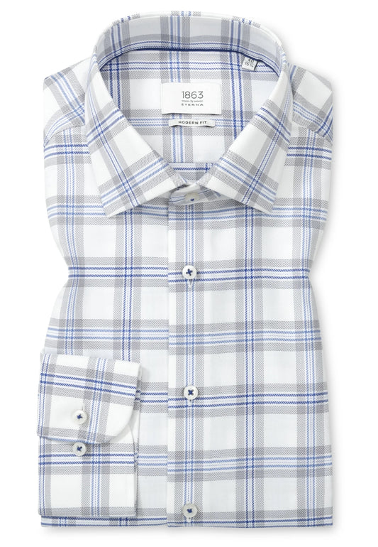 ETERNA Premium Plaid Modern Fit Twill - BLUE