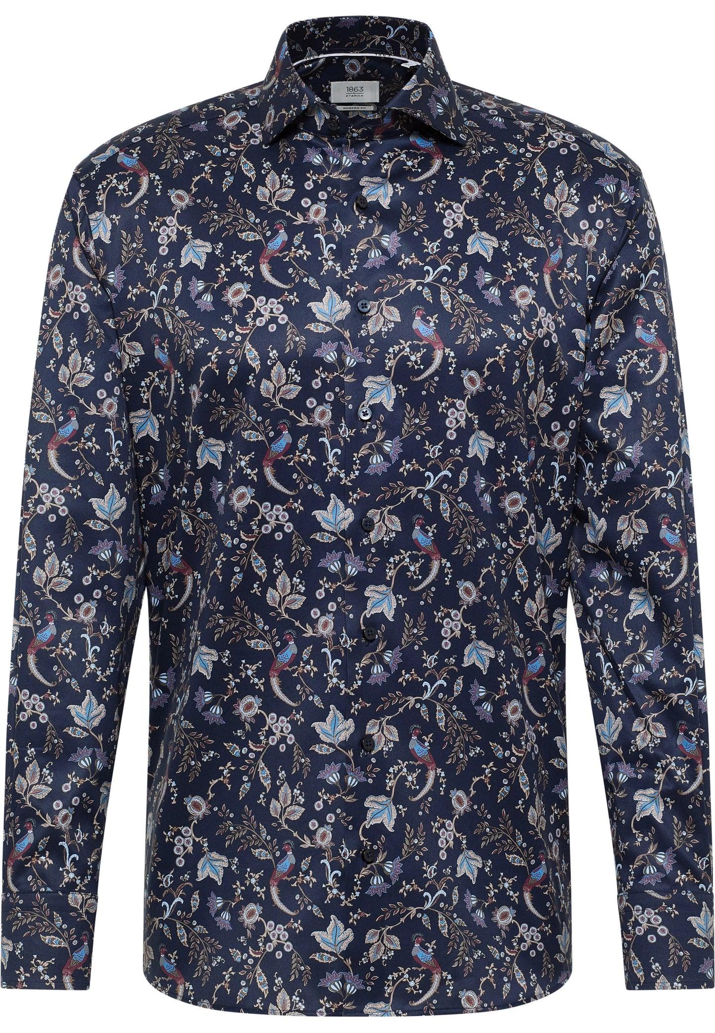 ETERNA Printed Floral Twill Shirt - DARK BLUE
