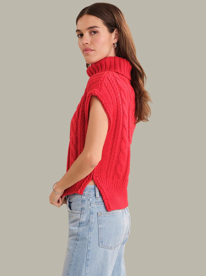 525 Maeve Cable Knit Vest - TRUE RED