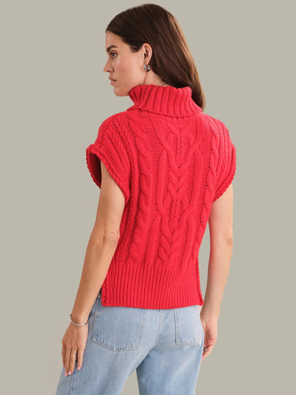 525 Maeve Cable Knit Vest - TRUE RED