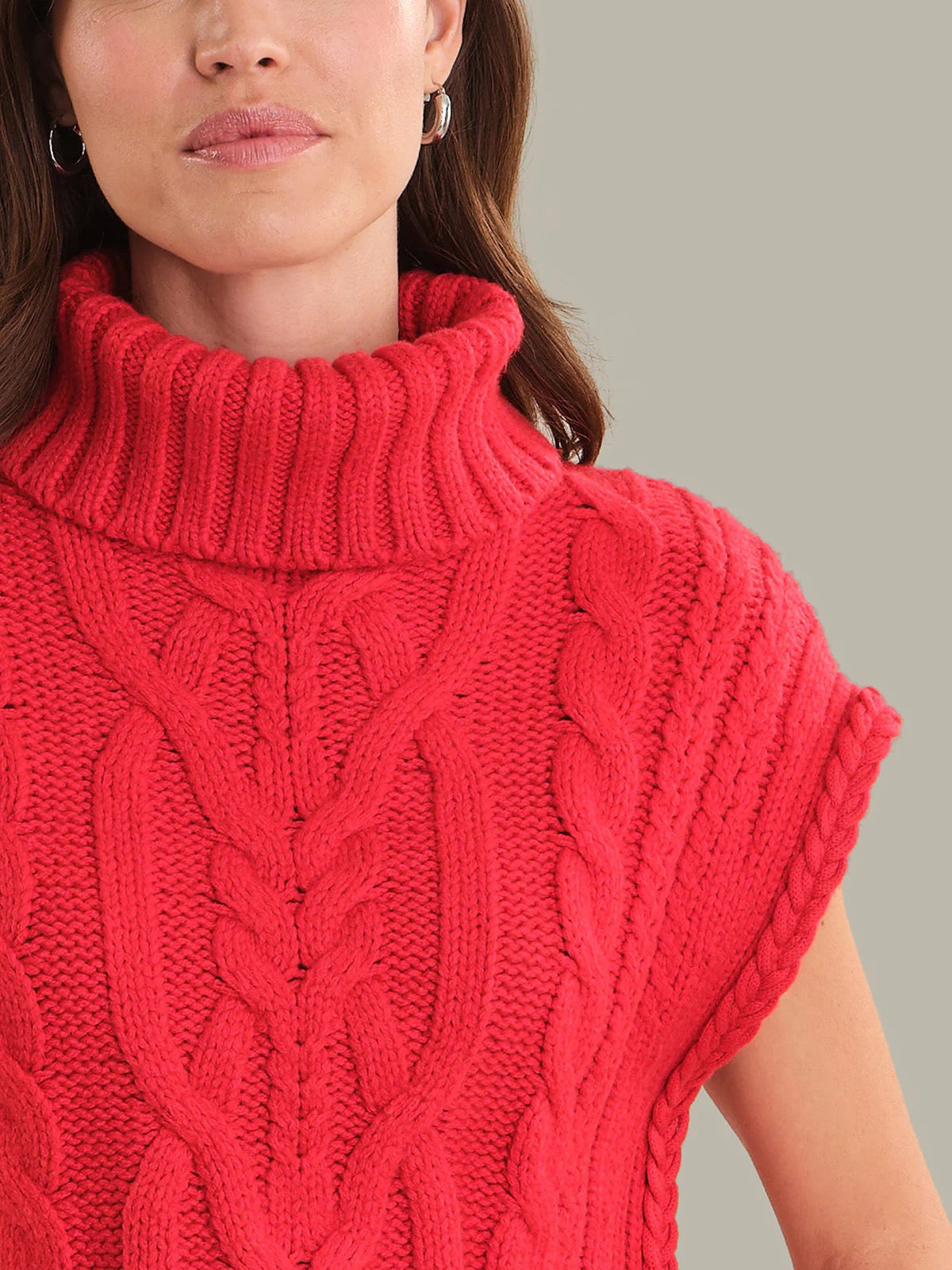 525 Maeve Cable Knit Vest - TRUE RED
