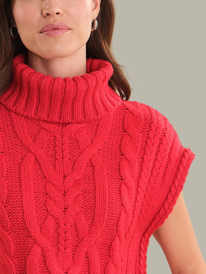 525 Maeve Cable Knit Vest - TRUE RED