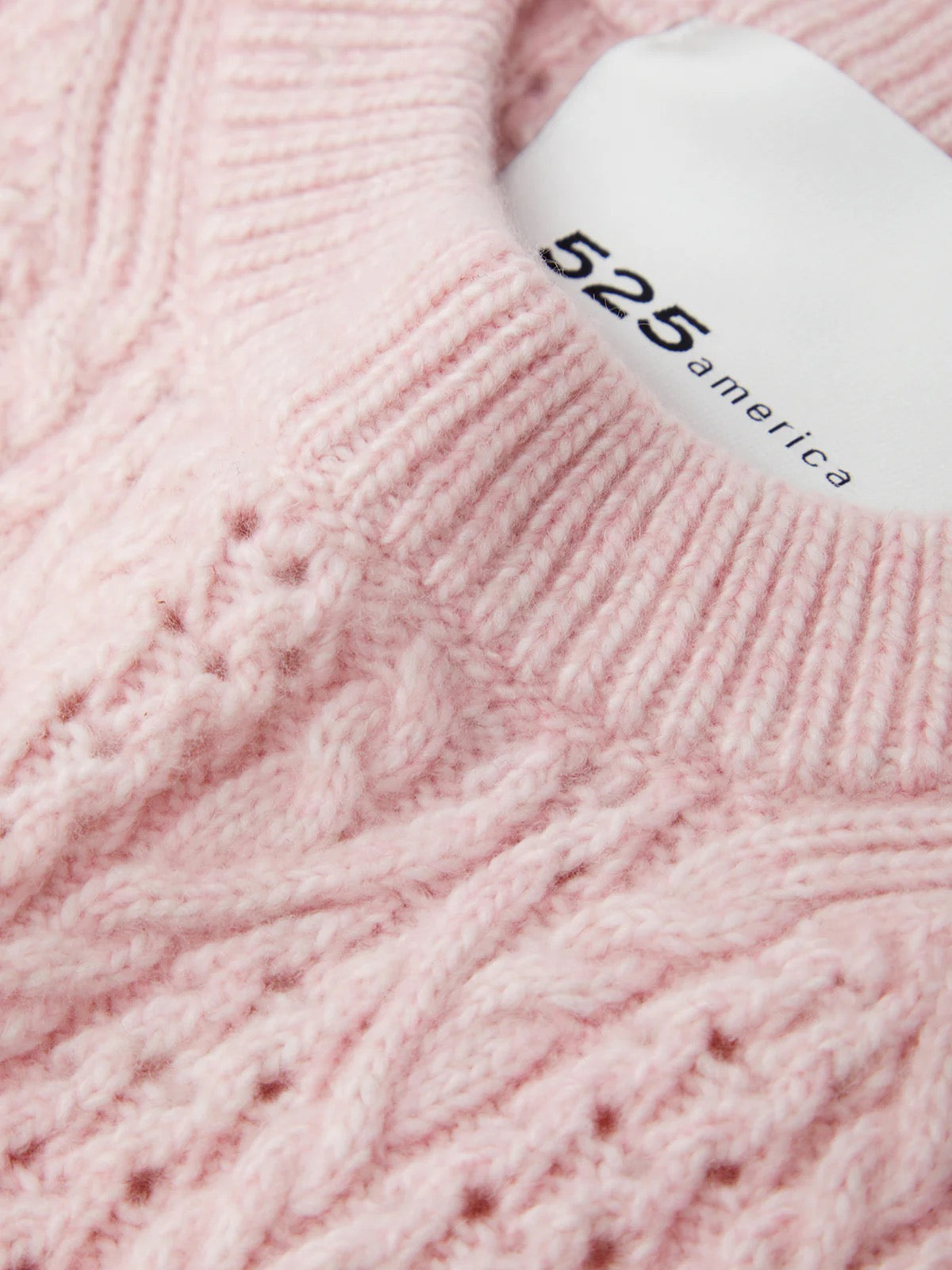 525 Blair Cable Knit Puff Sleeve Pullover - PALE LILAC