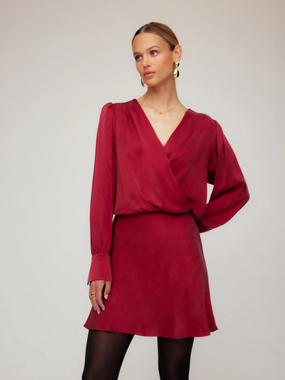 Fifteen Twenty Denise Drape Front Dress - BRICK