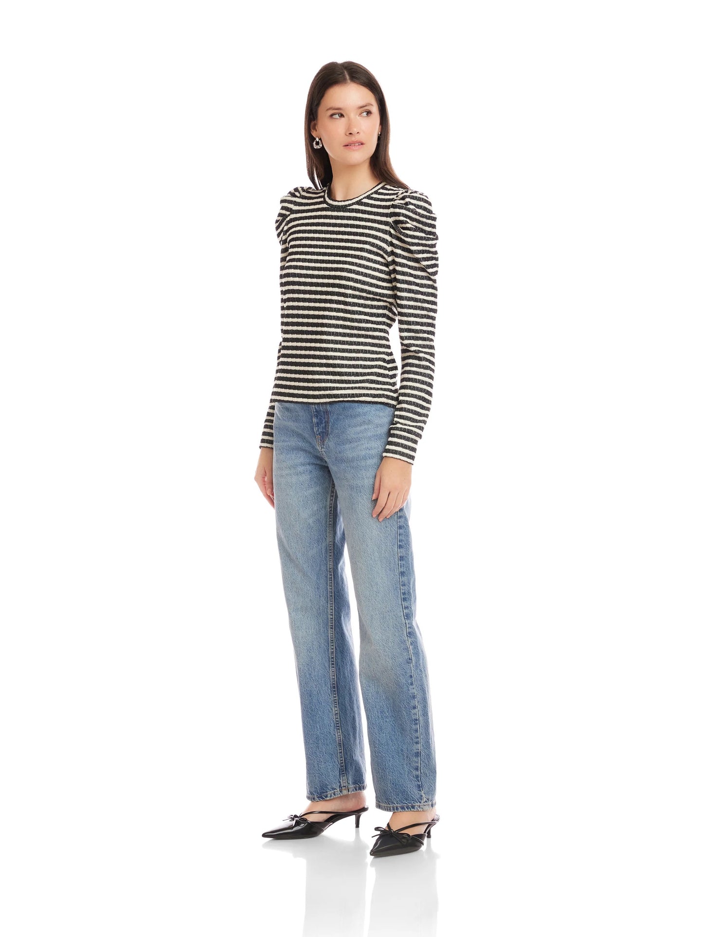 Fifteen Twenty Lelia Puff Sleeve Top - STRIPE