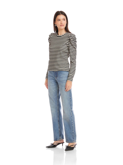 Fifteen Twenty Lelia Puff Sleeve Top - STRIPE