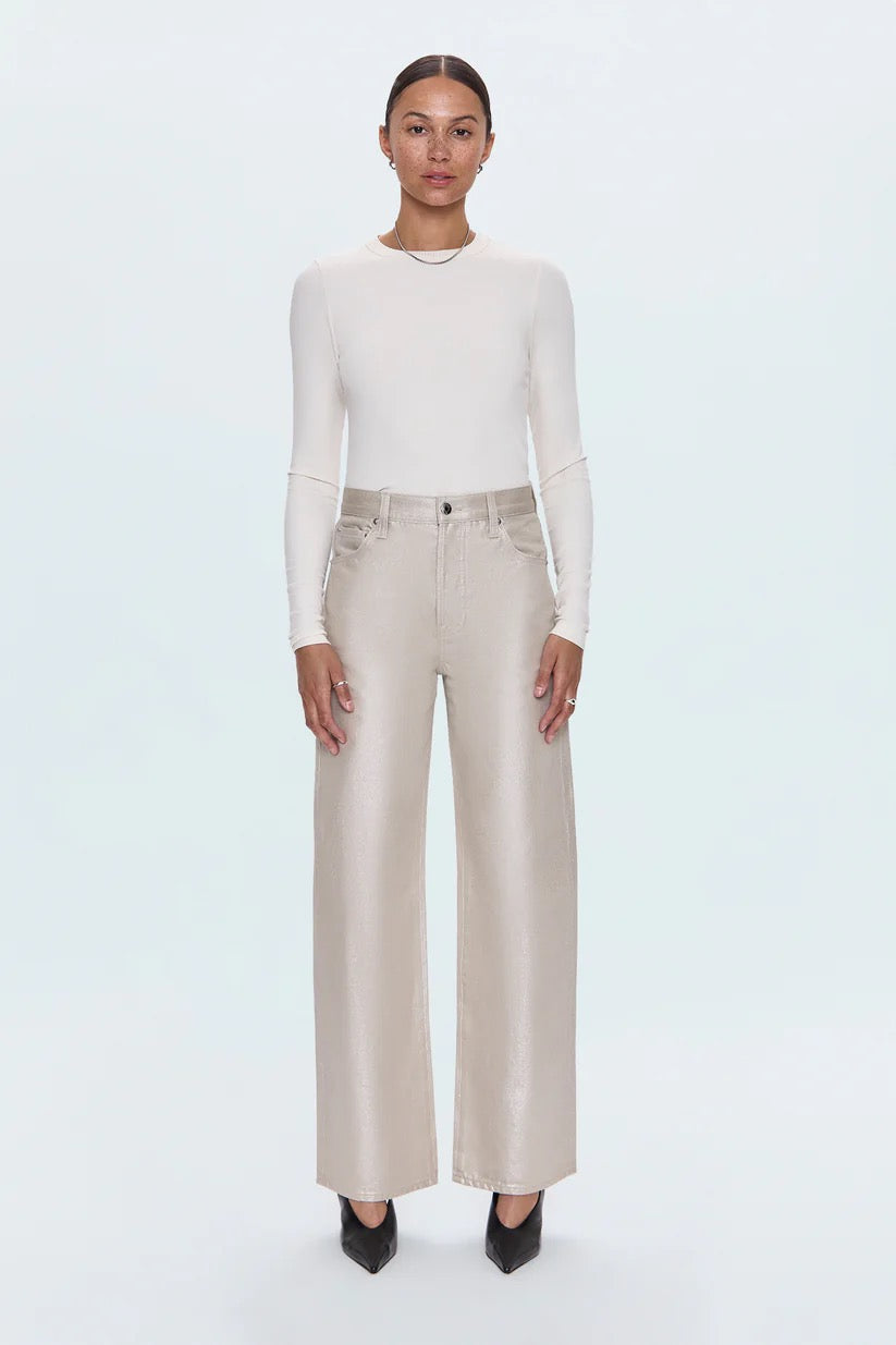 Pistola Tate High Rise Bowed Wide Leg - CHAMPAGNE LUSTER