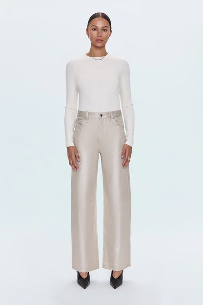 Pistola Tate High Rise Bowed Wide Leg - CHAMPAGNE LUSTER