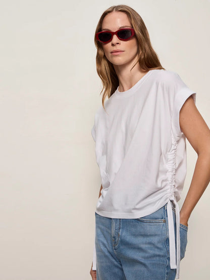 SA All Day Ruched Tee WHITE