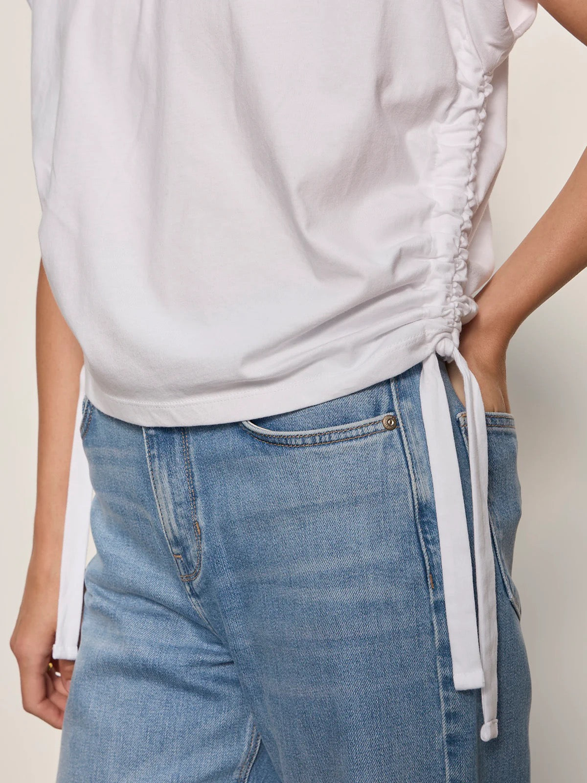 SA All Day Ruched Tee WHITE