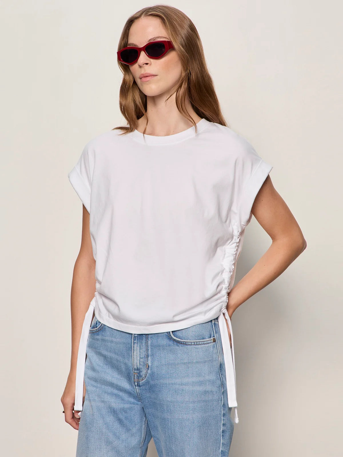 SA All Day Ruched Tee WHITE