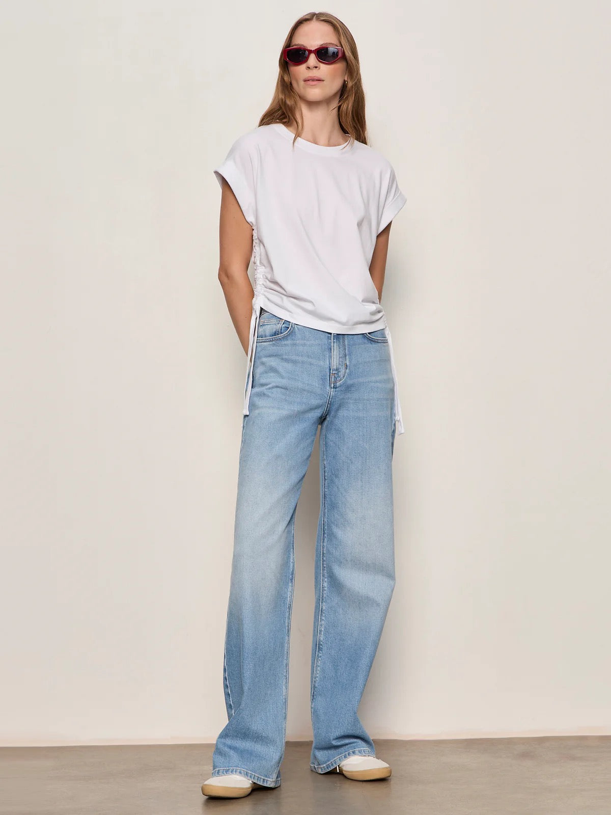 SA All Day Ruched Tee WHITE