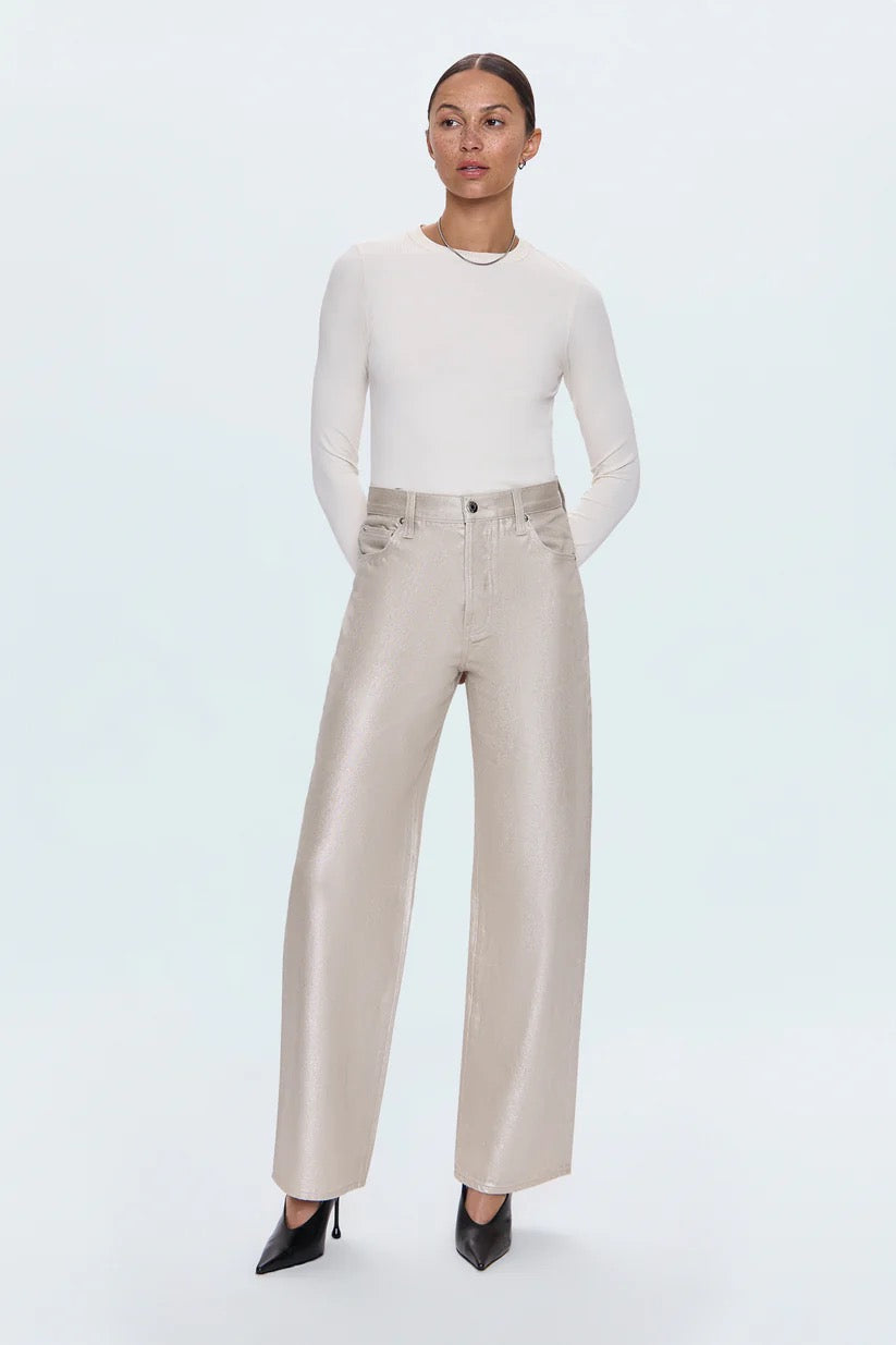 Pistola Tate High Rise Bowed Wide Leg - CHAMPAGNE LUSTER