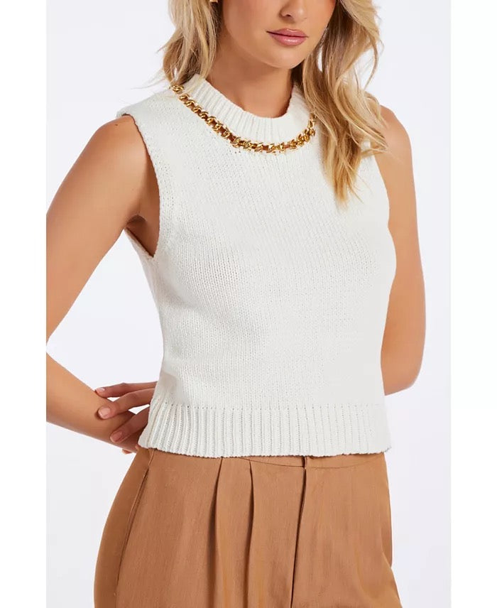 Bishop & Young Savoy Chain Stitch Detail Sweater - WHITE