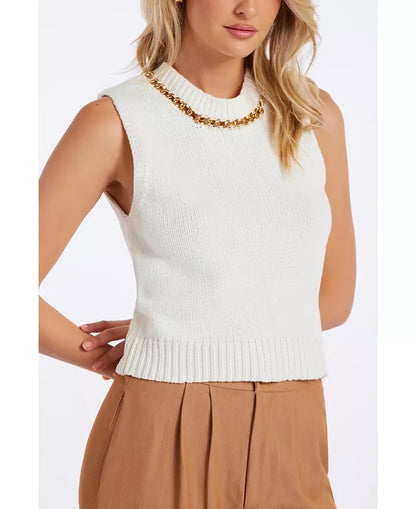 Bishop & Young Savoy Chain Stitch Detail Sweater - WHITE