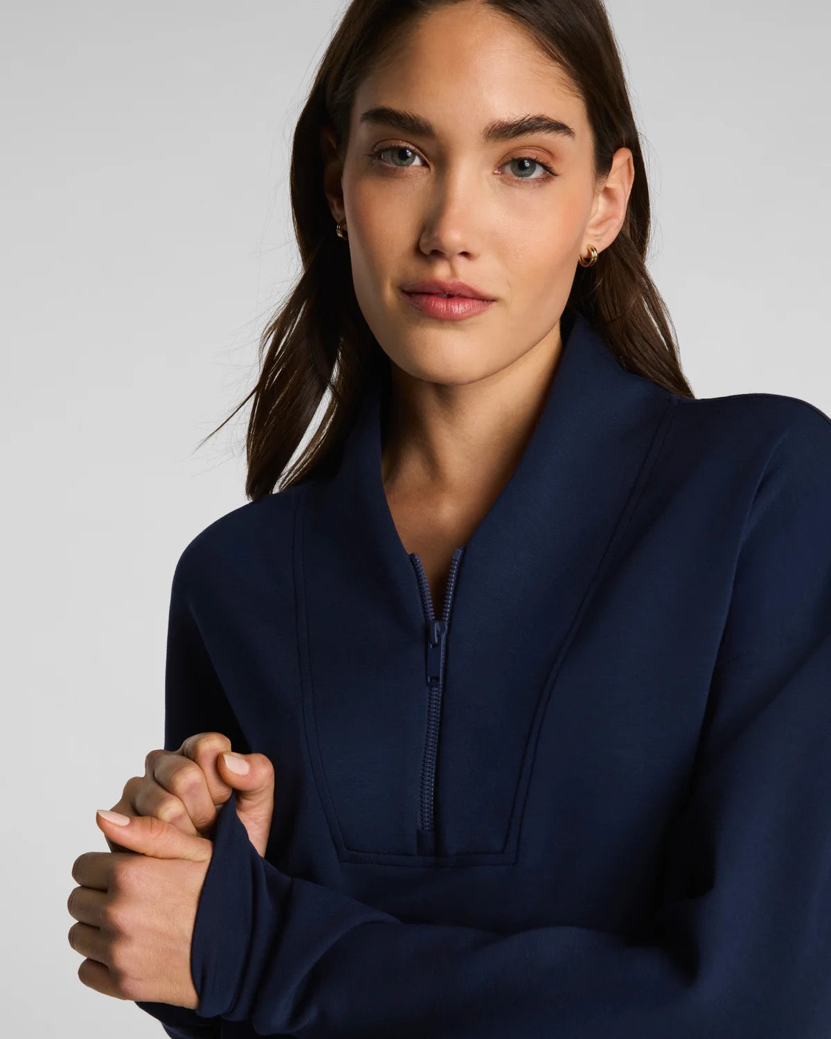 SPANX Shawl Collar Half Zip - TIMELESS NAVY