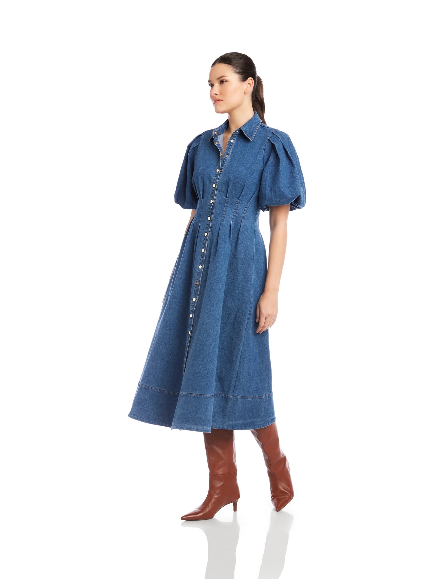 Fifteen Twenty Esme Midi Shirtdress - DENIM