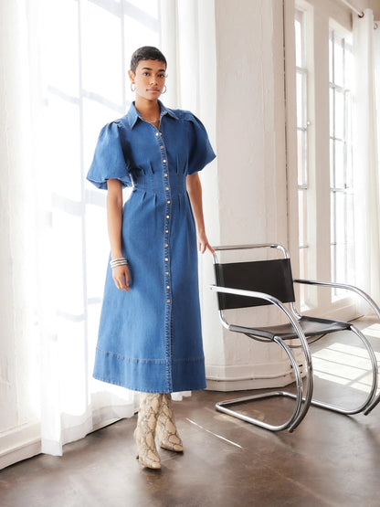 Fifteen Twenty Esme Midi Shirtdress - DENIM