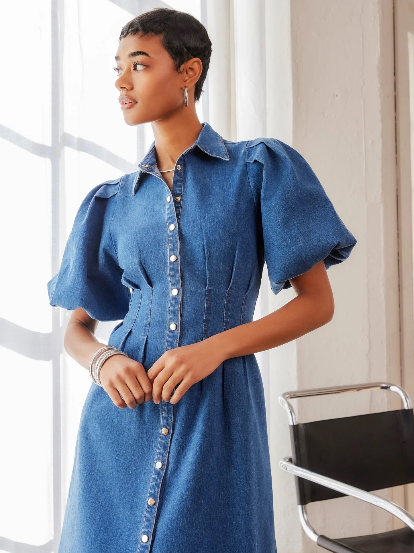 Fifteen Twenty Esme Midi Shirtdress - DENIM