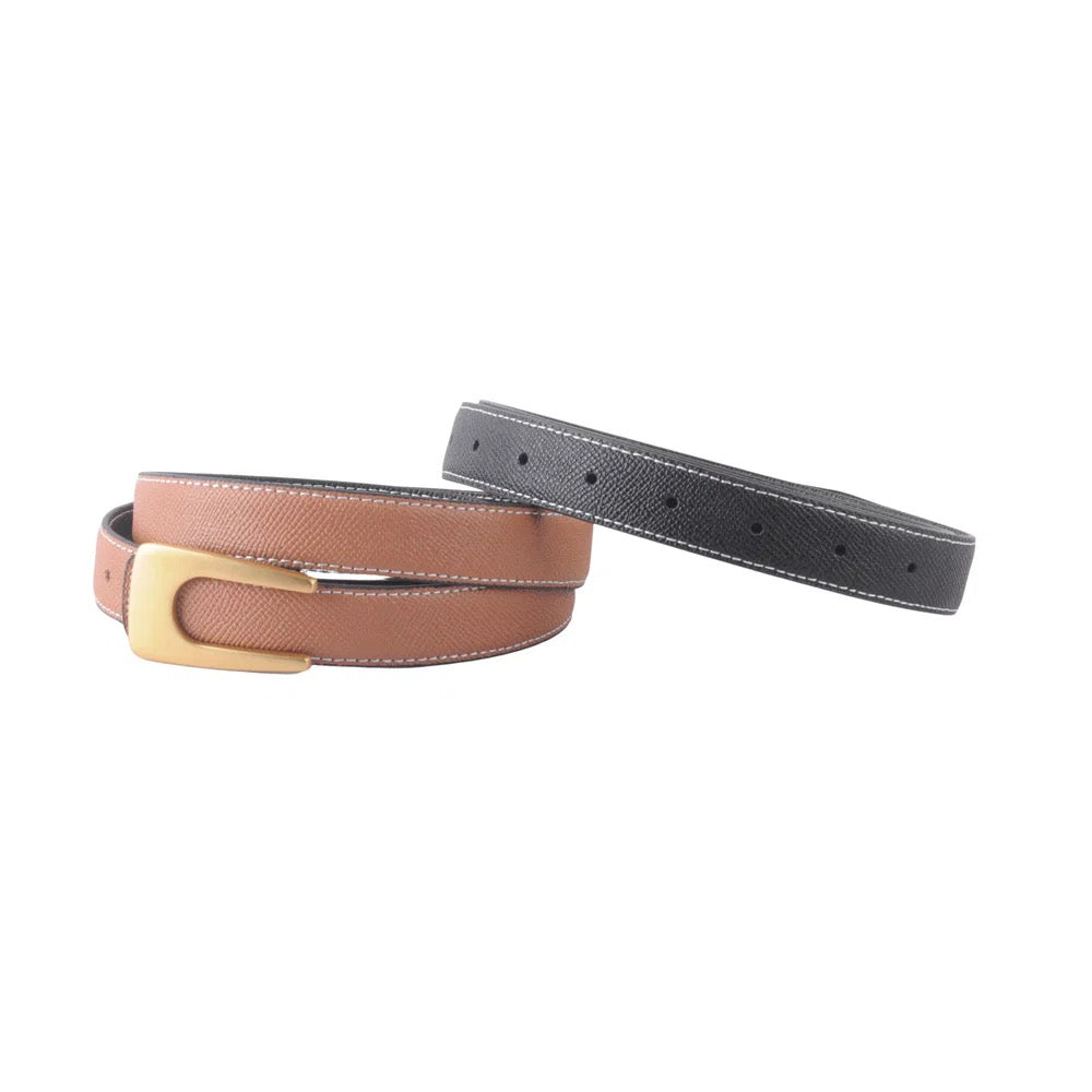 MW Reversible Belt w/ Angular Buckle TAN/BLACK - S