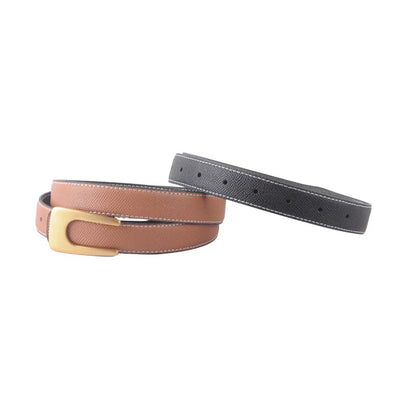 MW Reversible Belt w/ Angular Buckle TAN/BLACK - S