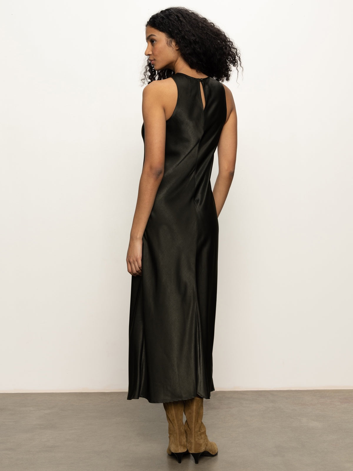 Sanctuary Everyday Satin Dress - BLACK OLIVE