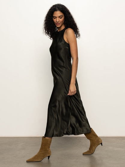 Sanctuary Everyday Satin Dress - BLACK OLIVE