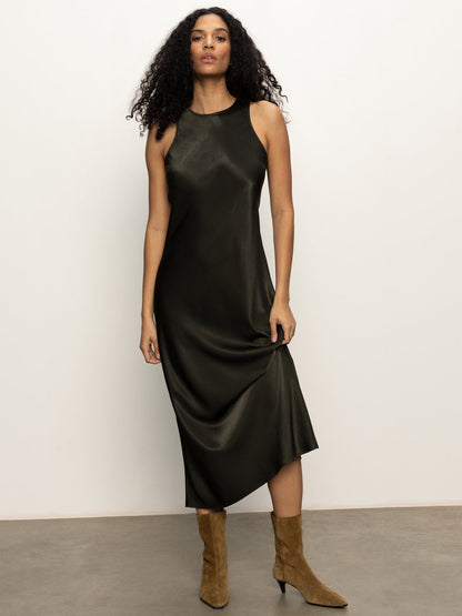 Sanctuary Everyday Satin Dress - BLACK OLIVE