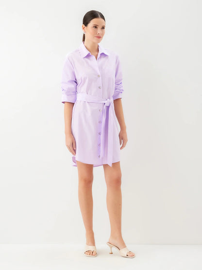 Fifteen Twenty Tatum Ruched Sleeve Shirtdress - LILAC