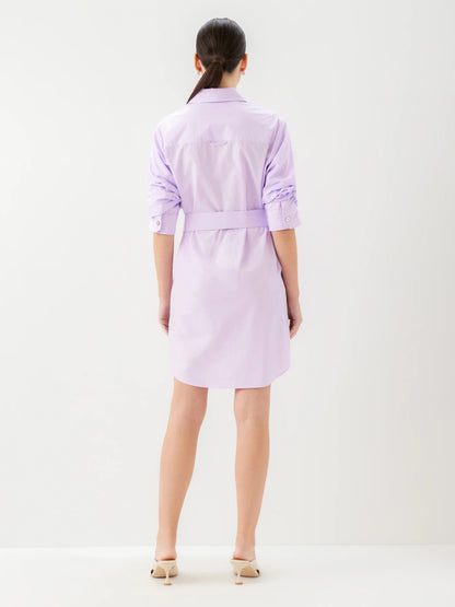 Fifteen Twenty Tatum Ruched Sleeve Shirtdress - LILAC